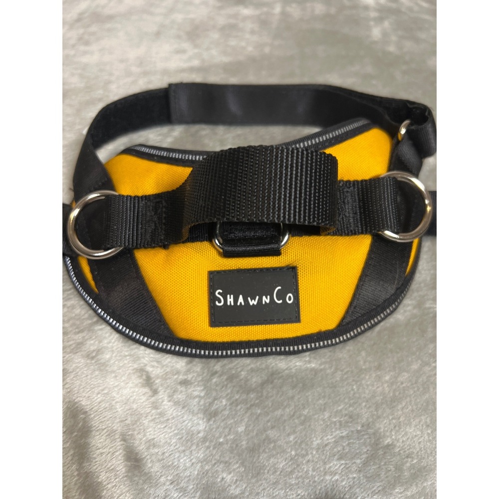 ShawnCo Essential Dog Harness Yellow Black Reflective Padded Mesh/ D ring Small